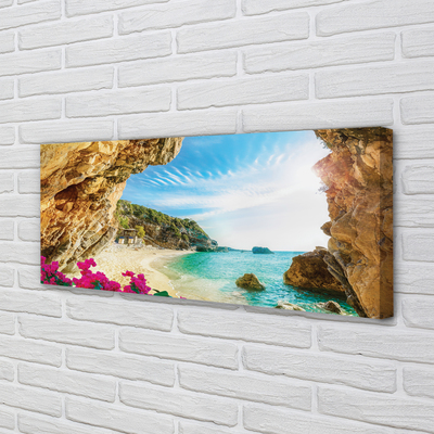 Foto op canvas Griekenland coast cliffs flowers