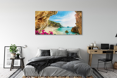 Foto op canvas Griekenland coast cliffs flowers