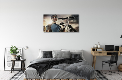 Schilderijen op canvas doek Fietser-fietswolken