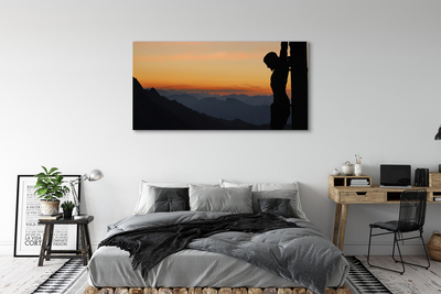 Schilderij op canvas Gekruisigd jezus zonsondergang