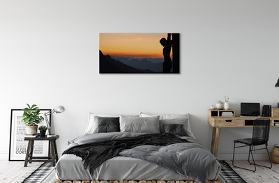 Schilderij op canvas Gekruisigd jezus zonsondergang
