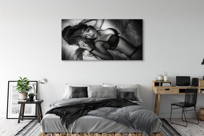 Schilderijen op canvas doek Vrouw in zwart en wit
