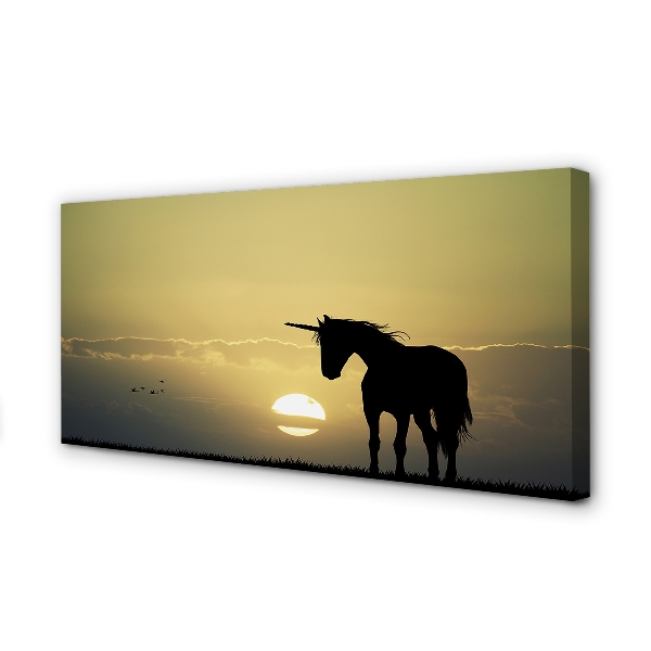 Foto op canvas Veld zonsondergang eenhoorn