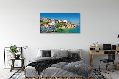 Foto op canvas Griekenland kustgebouwen zee