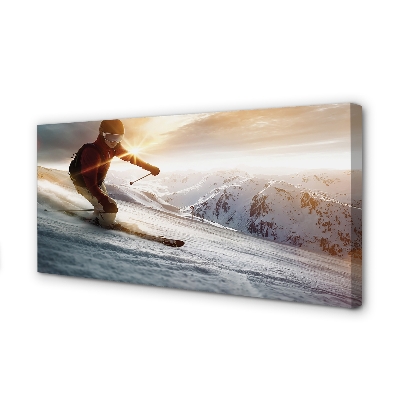 Canvas doek foto Man ski-polen