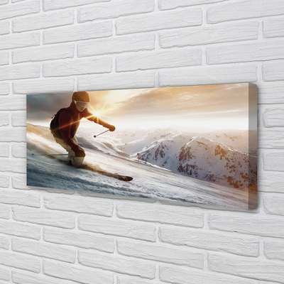 Canvas doek foto Man ski-polen