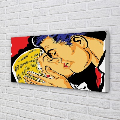 Schilderijen op canvas doek Mensen kussen