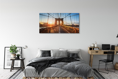 Foto op canvas Brug sunrise wolkenkrabbers