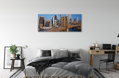 Foto op canvas Brug rivier wolkenkrabbers