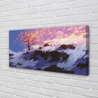 Schilderijen op canvas doek Winter bergboom
