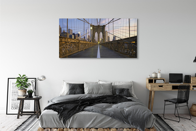 Foto op canvas Wolkenkrabbers brug zonsondergang