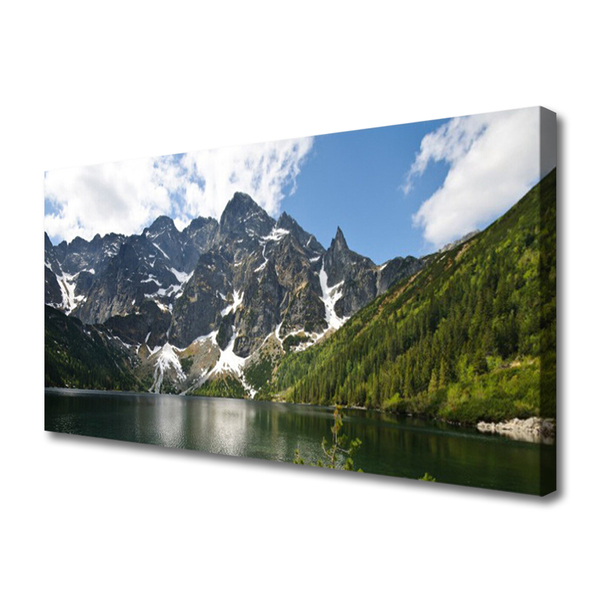 Canvas foto Lake forest mountain landscape