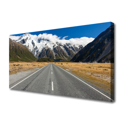 Canvas foto Snow mountain road landschap