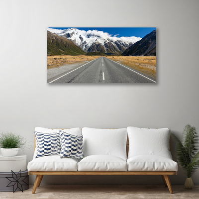 Canvas foto Snow mountain road landschap