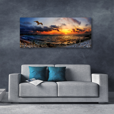 Canvas foto Sea gull beach landschap