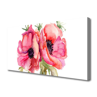 Canvas foto Waterverfbloemen