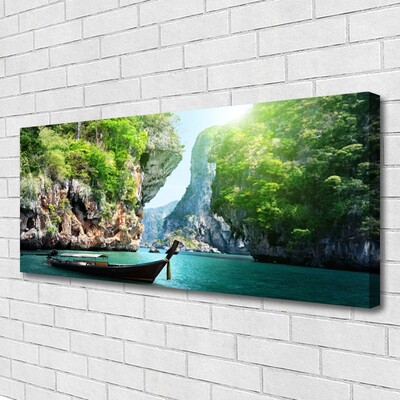 Canvas foto Water boat mountain nature