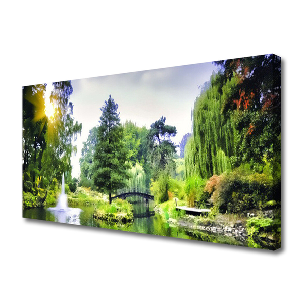 Canvas foto Nature zon bos waterval