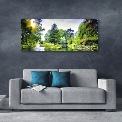 Canvas foto Nature zon bos waterval
