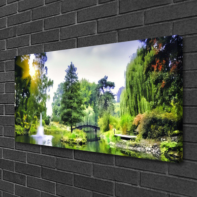 Canvas foto Nature zon bos waterval