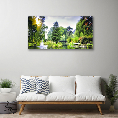 Canvas foto Nature zon bos waterval