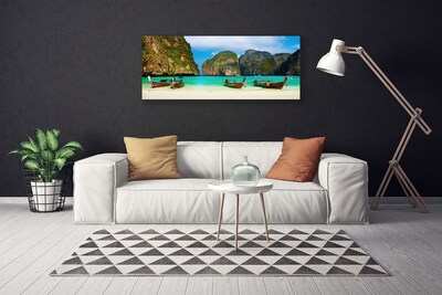 Canvas foto Strand zee mountain landscape