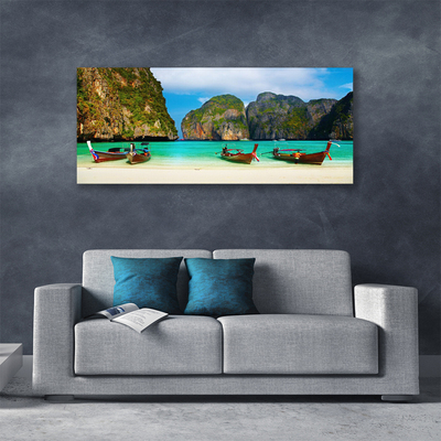 Canvas foto Strand zee mountain landscape