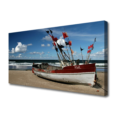 Canvas foto Boot sea beach landschap