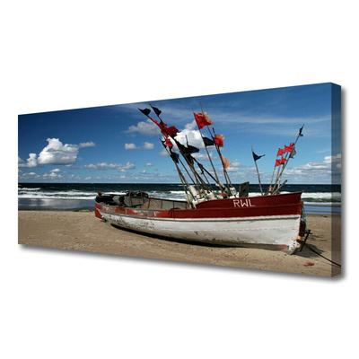Canvas foto Boot sea beach landschap
