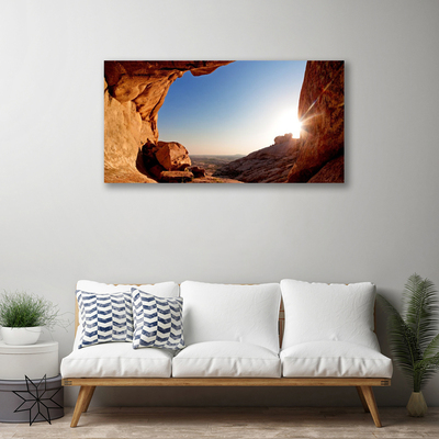 Canvas foto Zon landschap van de rots