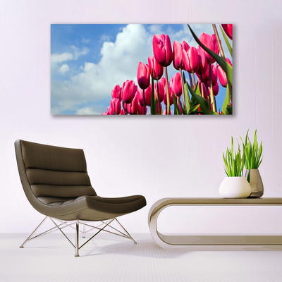 Canvas foto Tulp op muur