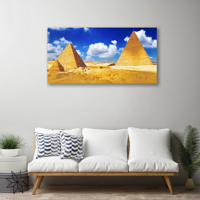 Canvas foto Piramides landschap van de woestijn