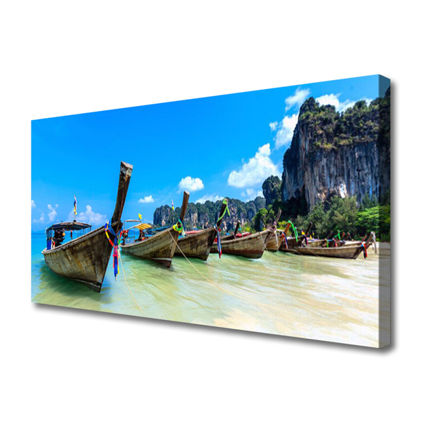 Canvas foto Boot sea beach landschap