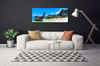 Canvas foto Boot sea beach landschap