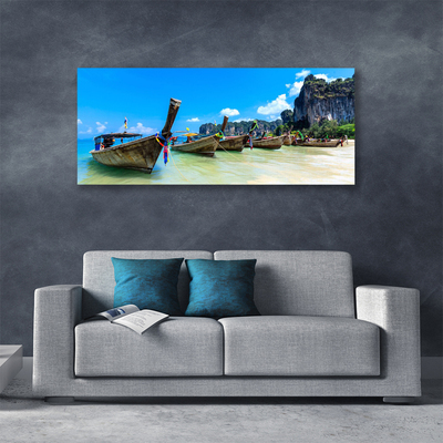 Canvas foto Boot sea beach landschap