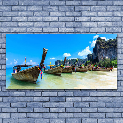 Canvas foto Boot sea beach landschap