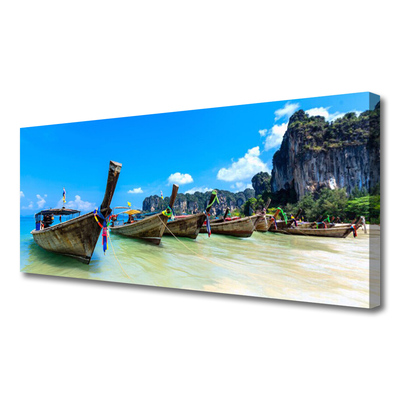 Canvas foto Boot sea beach landschap