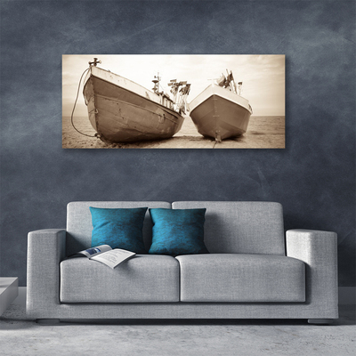 Canvas foto Landschap water boats