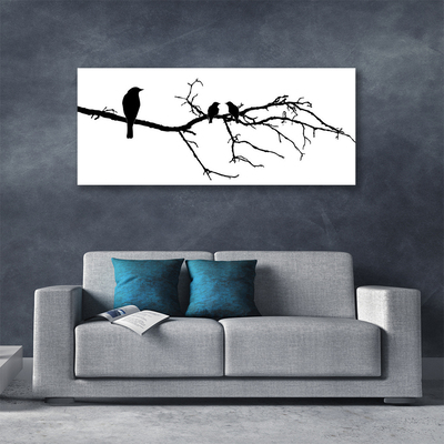 Schilderij op canvas Bird branch nature art