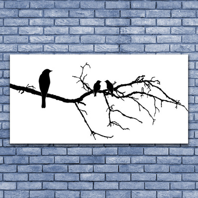 Schilderij op canvas Bird branch nature art