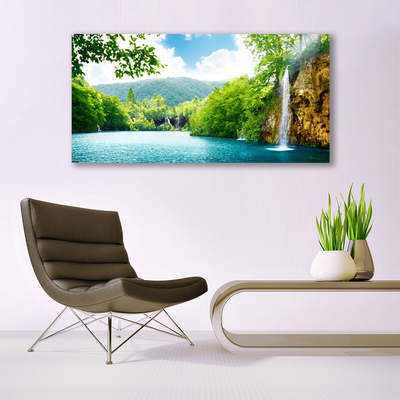 Schilderij op canvas Waterval lake nature