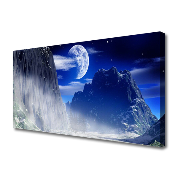 Schilderij op canvas Maan van de nacht landschap van de berg