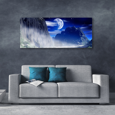 Schilderij op canvas Maan van de nacht landschap van de berg