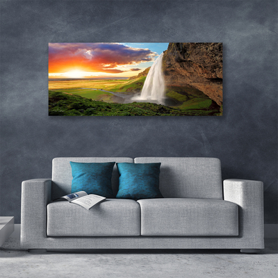 Schilderij op canvas Mountain waterfall nature