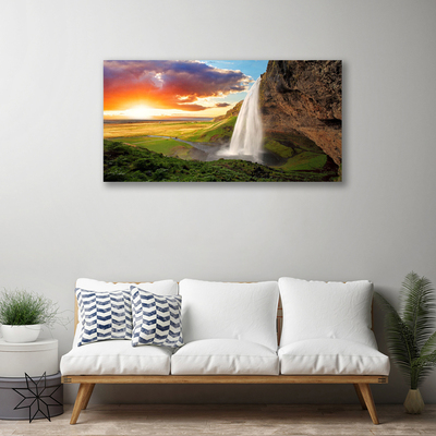Schilderij op canvas Mountain waterfall nature