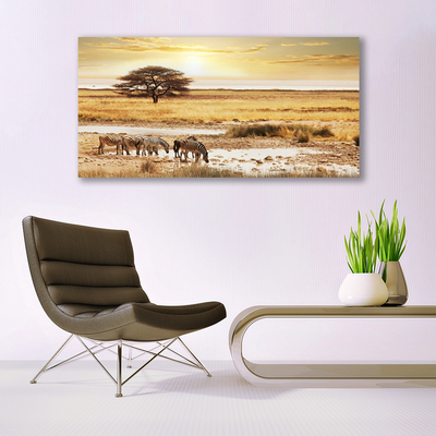 Print van doek Zebra safari landschap