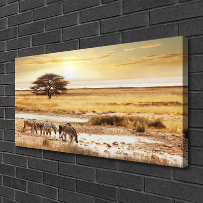 Print van doek Zebra safari landschap