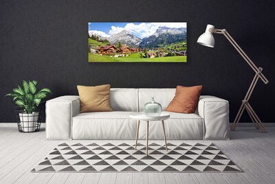 Print van doek Huizen landschap van de berg