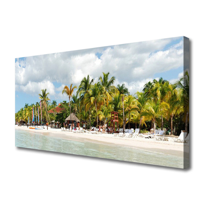 Print van doek Beach palm trees landscape