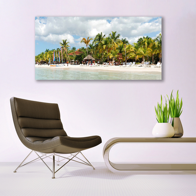 Print van doek Beach palm trees landscape